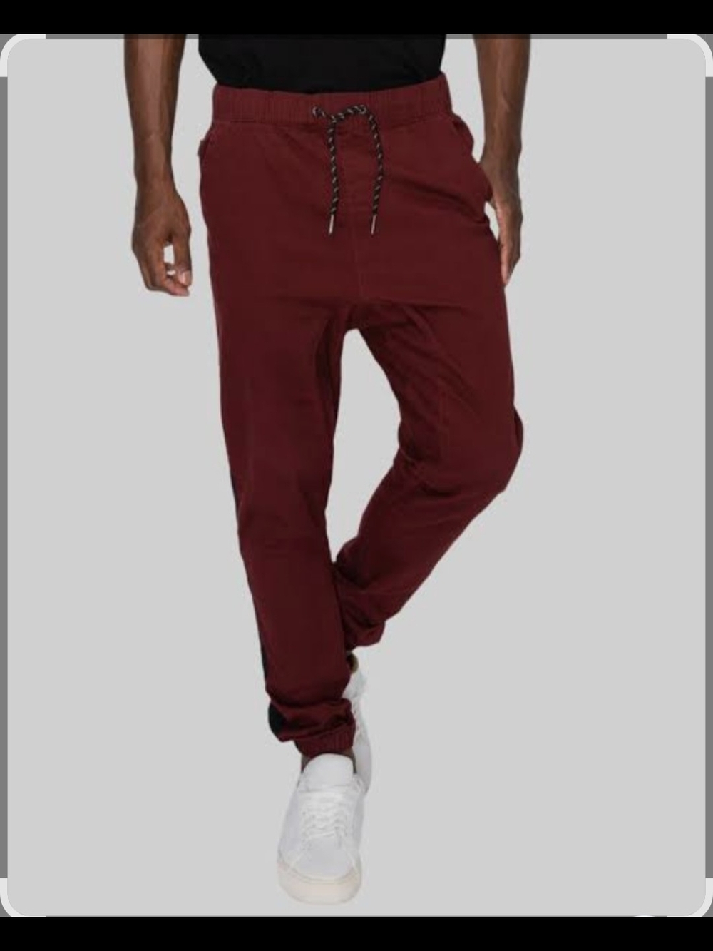 Ring Of Fire Men's Burgundy Jogger Pants - Casual Elastic Drawstring Waist
